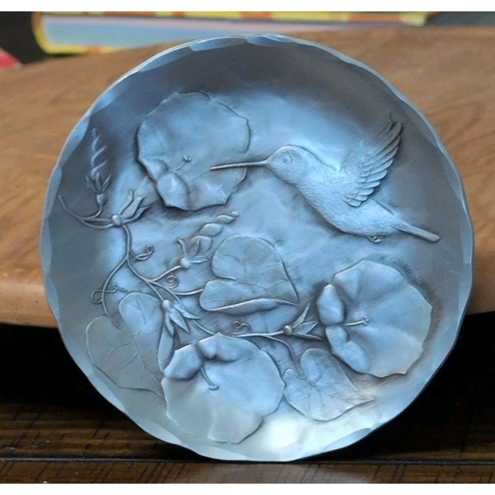 Wendell August Forge Aluminum Flying Hummingbird Flowers Coaster Trinket Dish